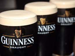 Pints of Guinness on the bar